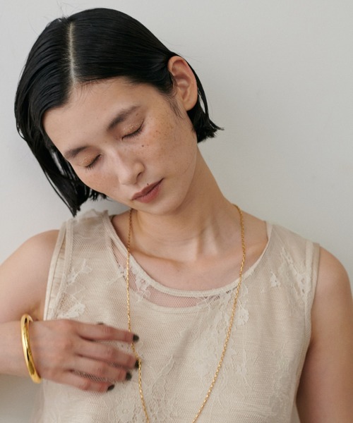 LARUTA（ラルータ）の「【LARUTA】[yurie推し] 前後2WAYレース＆サテンノースリセット（タンクトップ・レディース・ブラック/アイボリー・FREE）」の6枚目の写真