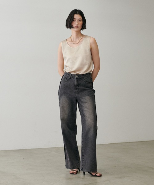 LARUTA（ラルータ）の「【LARUTA】[yurie推し] 前後2WAYレース＆サテンノースリセット（タンクトップ・レディース・ブラック/アイボリー・FREE）」の18枚目の写真