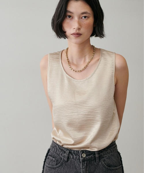 LARUTA（ラルータ）の「【LARUTA】[yurie推し] 前後2WAYレース＆サテンノースリセット（タンクトップ・レディース・ブラック/アイボリー・FREE）」の14枚目の写真