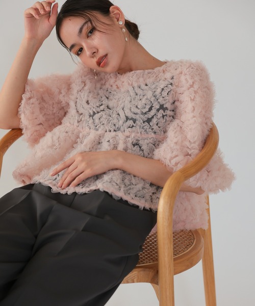 haremode（ハレモード）の「ペタルテクスチャーオールインワンドレス（ドレス・レディース・ベージュ/ピンク/ブラック・S/M）」の3枚目の写真