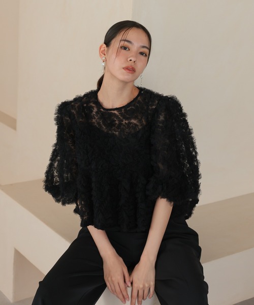 haremode（ハレモード）の「ペタルテクスチャーオールインワンドレス（ドレス・レディース・ベージュ/ピンク/ブラック・S/M）」の2枚目の写真