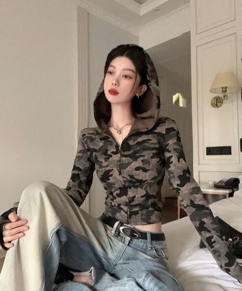 almo（アルモ）の「【LAMPOON】迷彩タイトパーカー（パーカー・レディース・グリーン・SMALL/MEDIUM/LARGE）」の10枚目の写真