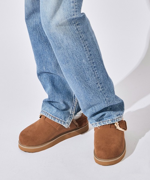 MOHI/モヒ ファーデザイン ボリュームソール ムートンサンダル 厚底