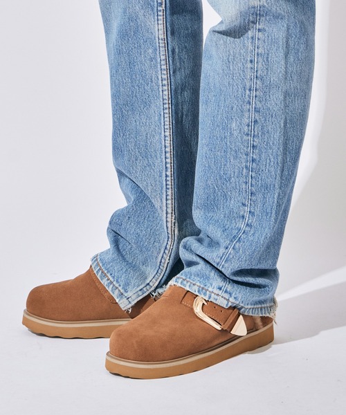 MOHI/モヒ ファーデザイン ボリュームソール ムートンサンダル 厚底