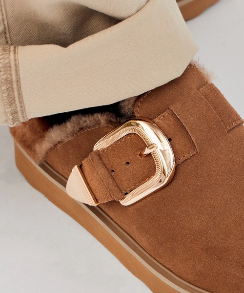 MOHI/モヒ ファーデザイン ボリュームソール ムートンサンダル 厚底