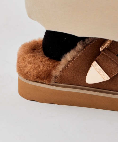 MOHI/モヒ ファーデザイン ボリュームソール ムートンサンダル 厚底