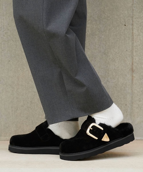 MOHI/モヒ ファーデザイン ボリュームソール ムートンサンダル 厚底