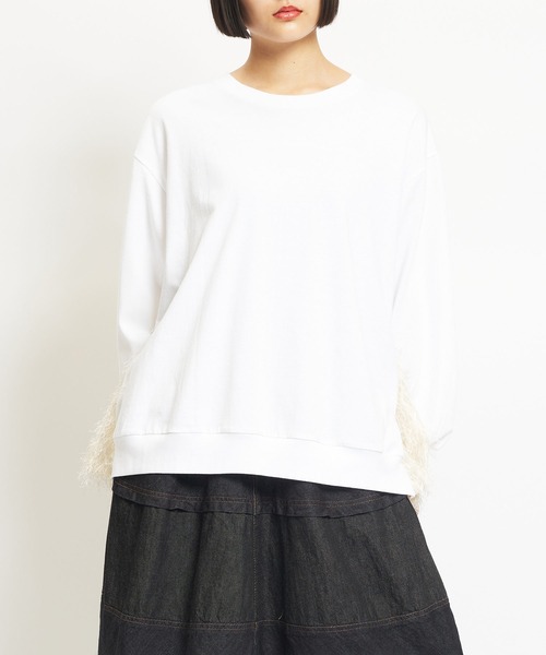 gomme(ゴム)の「20/-天竺 BバルーンT(Tシャツ/カットソー・レディース・ホワイト/ブラック/ネイビー・MEDIUM)」の1枚目の写真