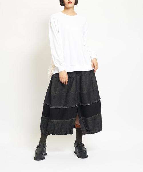 gomme(ゴム)の「20/-天竺 BバルーンT(Tシャツ/カットソー・レディース・ホワイト/ブラック/ネイビー・MEDIUM)」の4枚目の写真