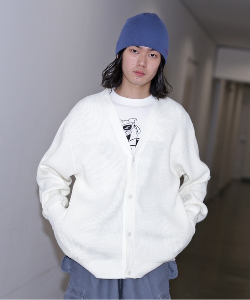 MANASTASH（マナスタッシュ）の「MANASTASH/マナスタッシュ/HEAVY SNUG THERMAL CARDIGAN（カーディガン/ボレロ・メンズ・ブラック/ワイン/ホワイト/ライトグレー・L/M/S/XL）」の2枚目の写真