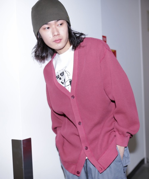 MANASTASH（マナスタッシュ）の「MANASTASH/マナスタッシュ/HEAVY SNUG THERMAL CARDIGAN（カーディガン/ボレロ・メンズ・ブラック/ワイン/ホワイト/ライトグレー・L/M/S/XL）」の7枚目の写真