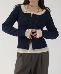 andme（アンドミー）の「【新色追加】ボートネックリブニットカーディガントップス（カーディガン/ボレロ）」