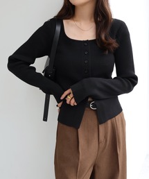 andme（アンドミー）の「【新色追加】ボートネックリブニットカーディガントップス（カーディガン/ボレロ）」