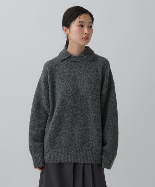 LEPSIM（レプシィム）の「5ゲージ襟レイヤープルオーバー　595637（ニット/セーター・レディース・ライトベージュ/イエロー系その他/チャコールグレー・FREE）」の13枚目の写真