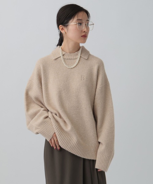 LEPSIM（レプシィム）の「5ゲージ襟レイヤープルオーバー　595637（ニット/セーター・レディース・ライトベージュ/イエロー系その他/チャコールグレー・FREE）」の16枚目の写真