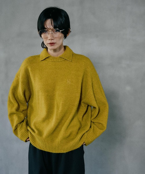 LEPSIM（レプシィム）の「5ゲージ襟レイヤープルオーバー　595637（ニット/セーター・レディース・ライトベージュ/イエロー系その他/チャコールグレー・FREE）」の21枚目の写真