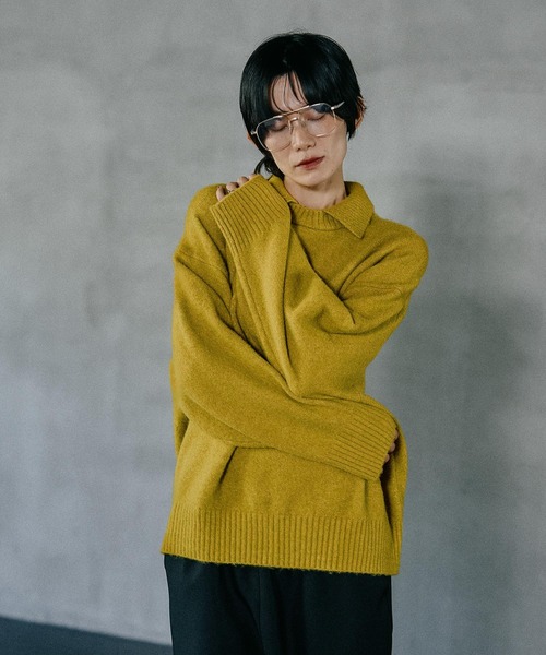 LEPSIM（レプシィム）の「5ゲージ襟レイヤープルオーバー　595637（ニット/セーター・レディース・ライトベージュ/イエロー系その他/チャコールグレー・FREE）」の22枚目の写真