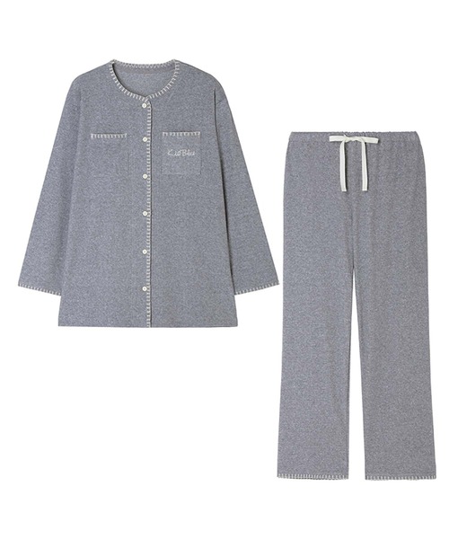 KID BLUE(キッドブルー)の「キッドブルー -ブランケットパイル -長袖パジャマ -KNCK528 -kidblue(ルームウェア/パジャマ・レディース・アイボリー/グレー・M)」の2枚目の写真
