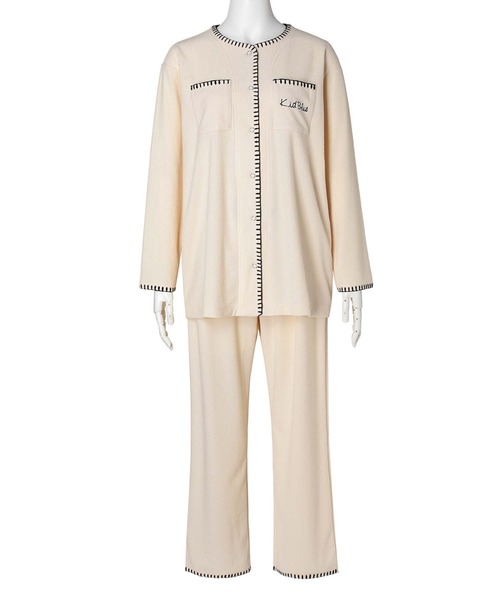 KID BLUE(キッドブルー)の「キッドブルー -ブランケットパイル -長袖パジャマ -KNCK528 -kidblue(ルームウェア/パジャマ・レディース・アイボリー/グレー・M)」の3枚目の写真