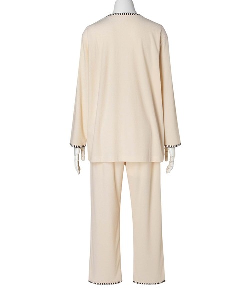 KID BLUE(キッドブルー)の「キッドブルー -ブランケットパイル -長袖パジャマ -KNCK528 -kidblue(ルームウェア/パジャマ・レディース・アイボリー/グレー・M)」の4枚目の写真