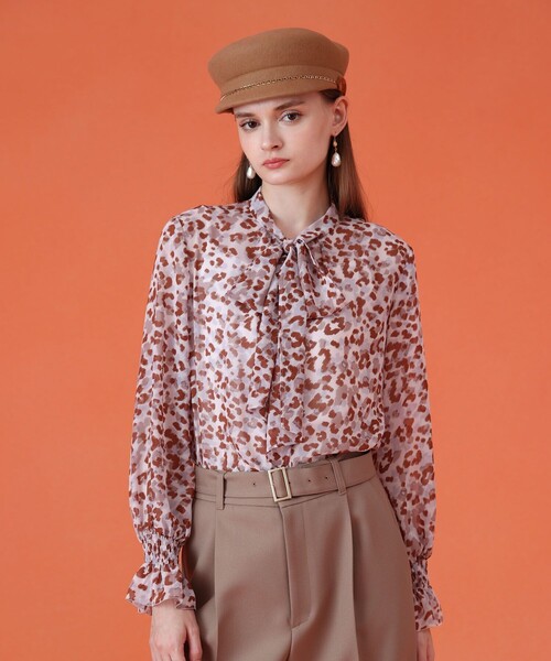 レオパードプリントリボンタイブラウス（シャツ/ブラウス）｜ANAYI