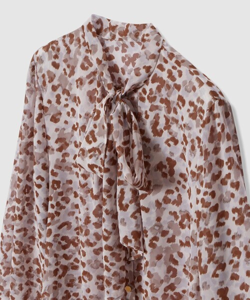 レオパードプリントリボンタイブラウス（シャツ/ブラウス）｜ANAYI