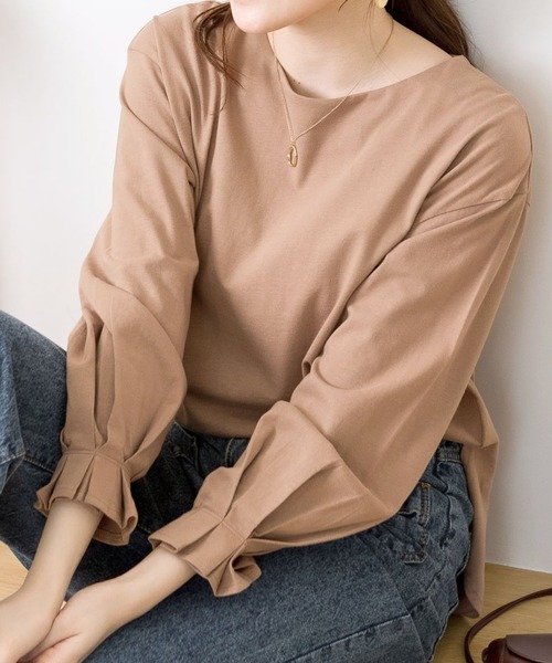 MARAI（マーライ）の「タックスリーブカットソー（Tシャツ/カットソー・レディース・ホワイト/モカ/チャコールグレー/ブラック/グレー・FREE）」の5枚目の写真