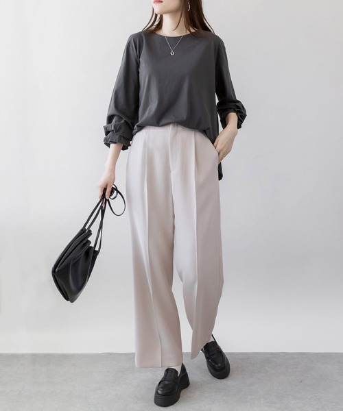 MARAI（マーライ）の「タックスリーブカットソー（Tシャツ/カットソー・レディース・ホワイト/モカ/チャコールグレー/ブラック/グレー・FREE）」の18枚目の写真