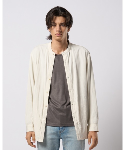 wjk(ダヴルジェイケイ)の「band collar shirt coat(シャツ/ブラウス・メンズ・ブラック/グレイッシュベージュ/オフホワイト・SMALL/MEDIUM/LARGE/X-LARGE)」の10枚目の写真