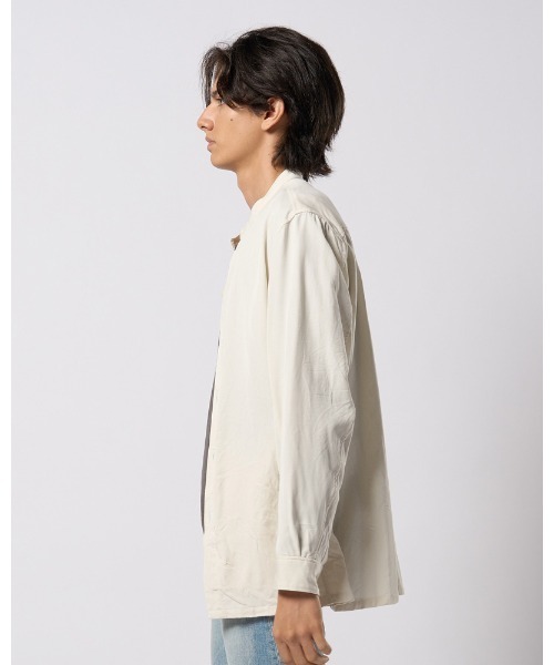 wjk(ダヴルジェイケイ)の「band collar shirt coat(シャツ/ブラウス・メンズ・ブラック/グレイッシュベージュ/オフホワイト・SMALL/MEDIUM/LARGE/X-LARGE)」の11枚目の写真