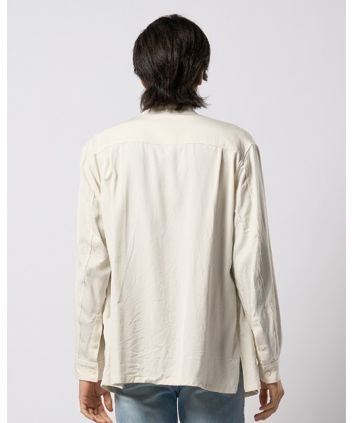 wjk(ダヴルジェイケイ)の「band collar shirt coat(シャツ/ブラウス・メンズ・ブラック/グレイッシュベージュ/オフホワイト・SMALL/MEDIUM/LARGE/X-LARGE)」の12枚目の写真