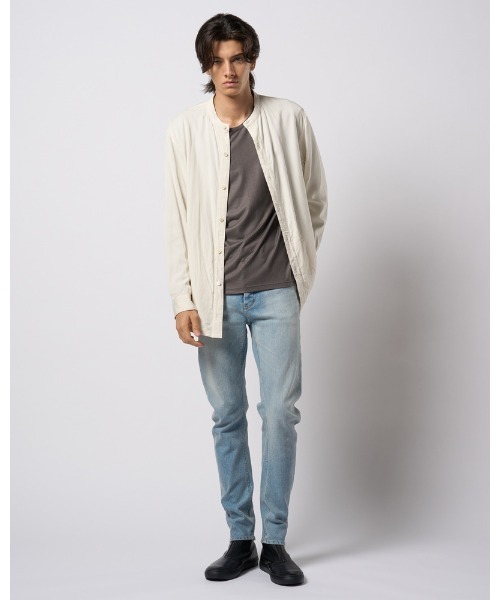 wjk(ダヴルジェイケイ)の「band collar shirt coat(シャツ/ブラウス・メンズ・ブラック/グレイッシュベージュ/オフホワイト・SMALL/MEDIUM/LARGE/X-LARGE)」の16枚目の写真
