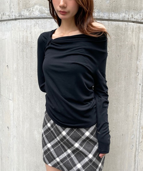 3.3 Field Trip (3.3フィールドトリップ)の「3.3 Field Trip/ドレープデザインロングスリーブ(Tシャツ/カットソー・レディース・ブラック/レッド/グレー/オフホワイト・FREE)」の2枚目の写真