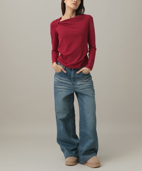 3.3 Field Trip (3.3フィールドトリップ)の「3.3 Field Trip/ドレープデザインロングスリーブ(Tシャツ/カットソー・レディース・ブラック/レッド/グレー/オフホワイト・FREE)」の14枚目の写真