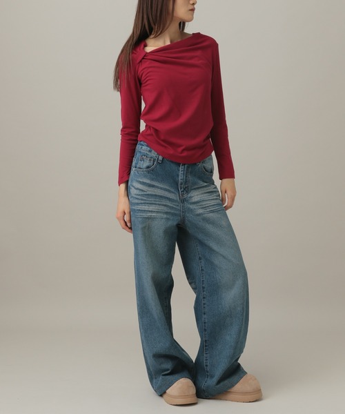 3.3 Field Trip (3.3フィールドトリップ)の「3.3 Field Trip/ドレープデザインロングスリーブ(Tシャツ/カットソー・レディース・ブラック/レッド/グレー/オフホワイト・FREE)」の16枚目の写真