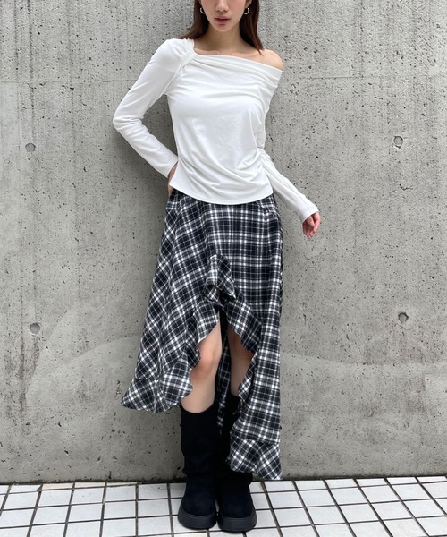 3.3 Field Trip (3.3フィールドトリップ)の「3.3 Field Trip/ドレープデザインロングスリーブ(Tシャツ/カットソー・レディース・ブラック/レッド/グレー/オフホワイト・FREE)」の6枚目の写真