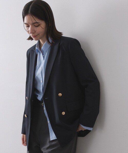 セール】金ボタンダブルブレストテーラードジャケット【洗える