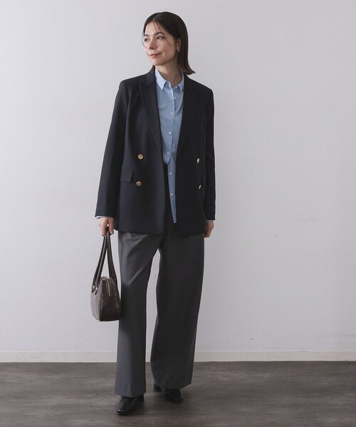 セール】金ボタンダブルブレストテーラードジャケット【洗える