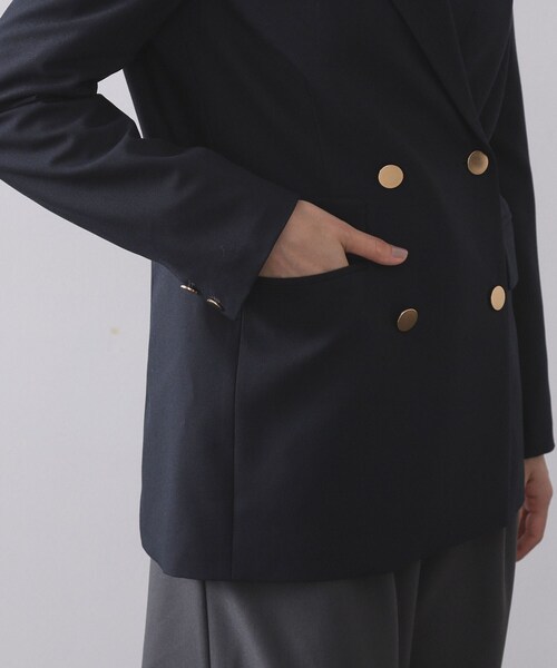 OPAQUE.CLIP（オペークドットクリップ）の「金ボタンダブルブレストテーラードジャケット【洗える】（テーラードジャケット・レディース・ネイビー・36/38/40/42）」の12枚目の写真