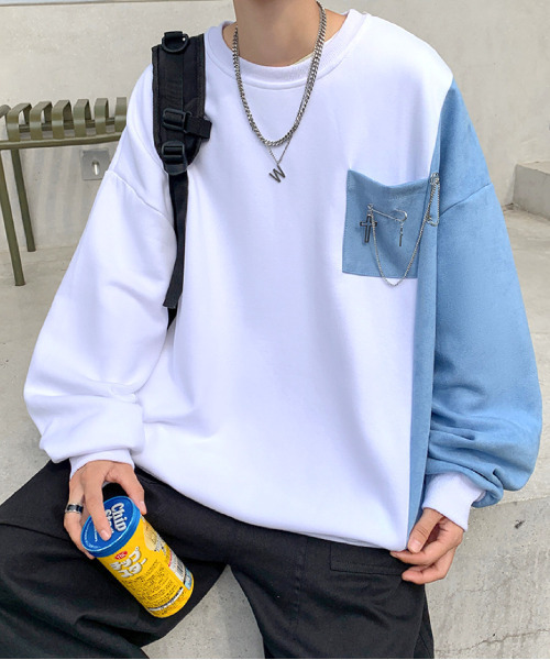 FVLMEN（フルメン）の「【FVLMEN】chain design sweat pullover/チェーン デザイン スウェット プルオーバー（スウェット・メンズ・ホワイト/ブラック・MEDIUM/LARGE/X-LARGE）」の2枚目の写真