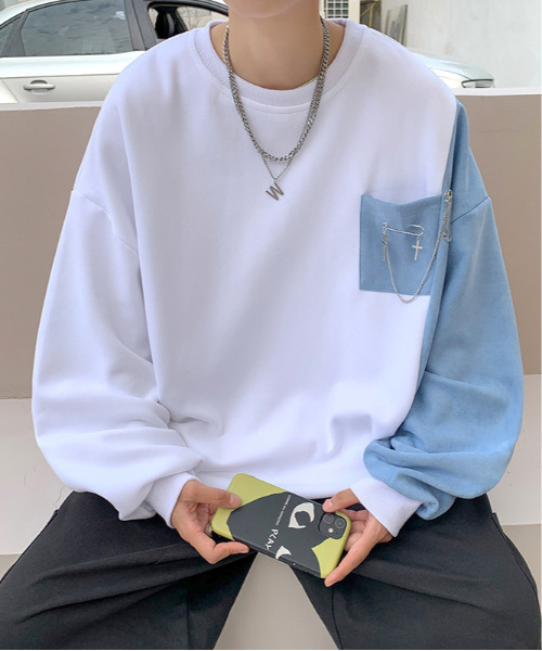 FVLMEN（フルメン）の「【FVLMEN】chain design sweat pullover/チェーン デザイン スウェット プルオーバー（スウェット・メンズ・ホワイト/ブラック・MEDIUM/LARGE/X-LARGE）」の3枚目の写真