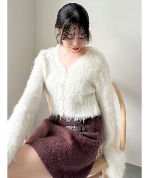 dazzlin（ダズリン）の「ルミナスカラーショートカーディガン（カーディガン/ボレロ・レディース・ピンク/イエロー/チャコールグレー/ブルー/オフホワイト・FREE）」の6枚目の写真