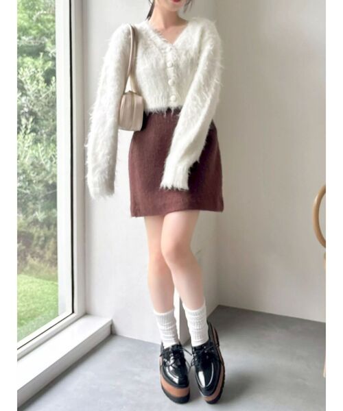 dazzlin（ダズリン）の「ルミナスカラーショートカーディガン（カーディガン/ボレロ・レディース・ピンク/イエロー/チャコールグレー/ブルー/オフホワイト・FREE）」の8枚目の写真