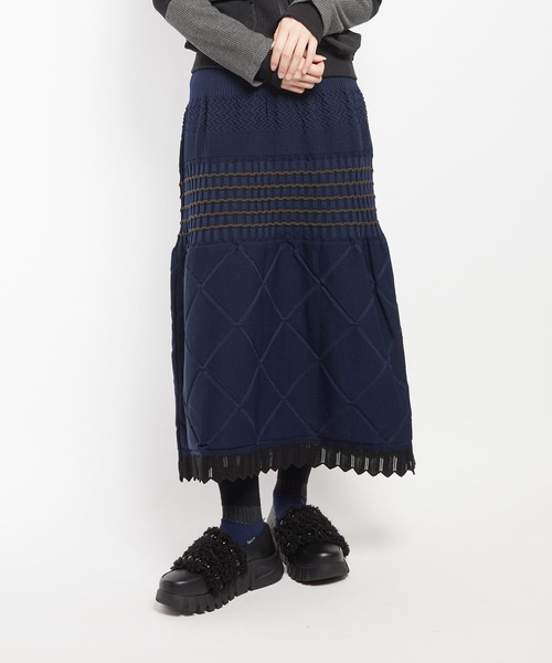 gomme（ゴム）の「マルチニットスカート（スカート・レディース・チャコールグレー/ブラック/ネイビー・FREE）」の3枚目の写真