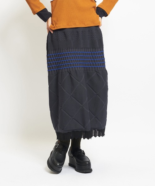 gomme（ゴム）の「マルチニットスカート（スカート・レディース・チャコールグレー/ブラック/ネイビー・FREE）」の2枚目の写真