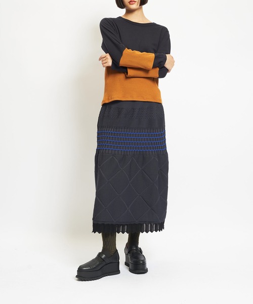 gomme（ゴム）の「マルチニットスカート（スカート・レディース・チャコールグレー/ブラック/ネイビー・FREE）」の4枚目の写真