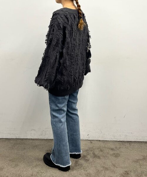 なおー NAO】フリンジVネックカーディガン（カーディガン/ボレロ）｜NAO
