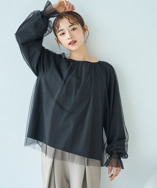 mil(ミル)の「チュールレイヤードトップス【588106】(Tシャツ/カットソー・レディース・ブラウン/ブラック/グレー・ONE SIZE)」の11枚目の写真