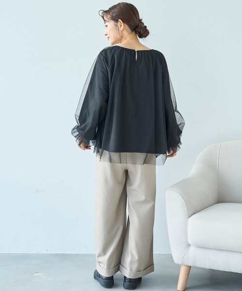 mil(ミル)の「チュールレイヤードトップス【588106】(Tシャツ/カットソー・レディース・ブラウン/ブラック/グレー・ONE SIZE)」の8枚目の写真