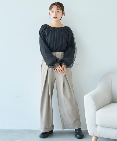 mil(ミル)の「チュールレイヤードトップス【588106】(Tシャツ/カットソー・レディース・ブラウン/ブラック/グレー・ONE SIZE)」の16枚目の写真